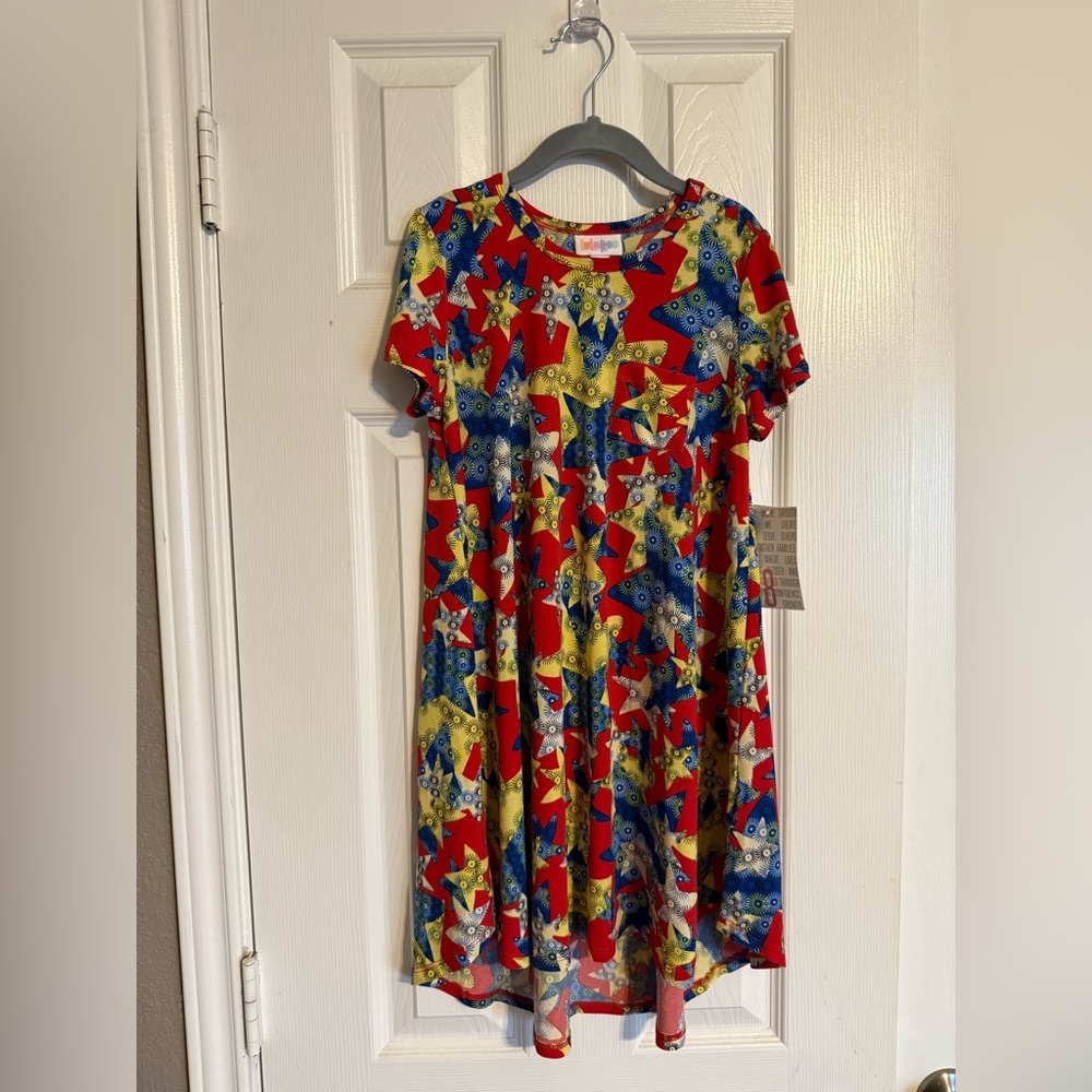 🎆 NWT LuLaRoe Scarlett Dress – Size 8 | 4th of July Starburst Print